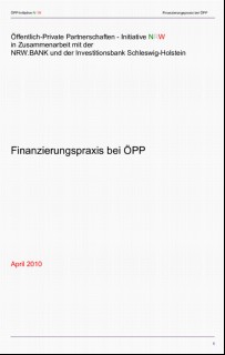 Vorschaubild 1: Leitfaden der PPP-Initiative: Finanzierungspraxis bei ÖPP - April 2010